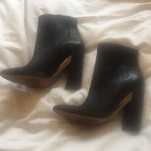 BCBG MaxAzria Runway Snakeskin Booties - Black (9)